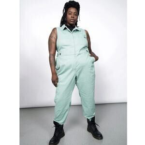 Wildfang NWT Essential Sleeveless High Waisted Coverall in Sage Size 1X